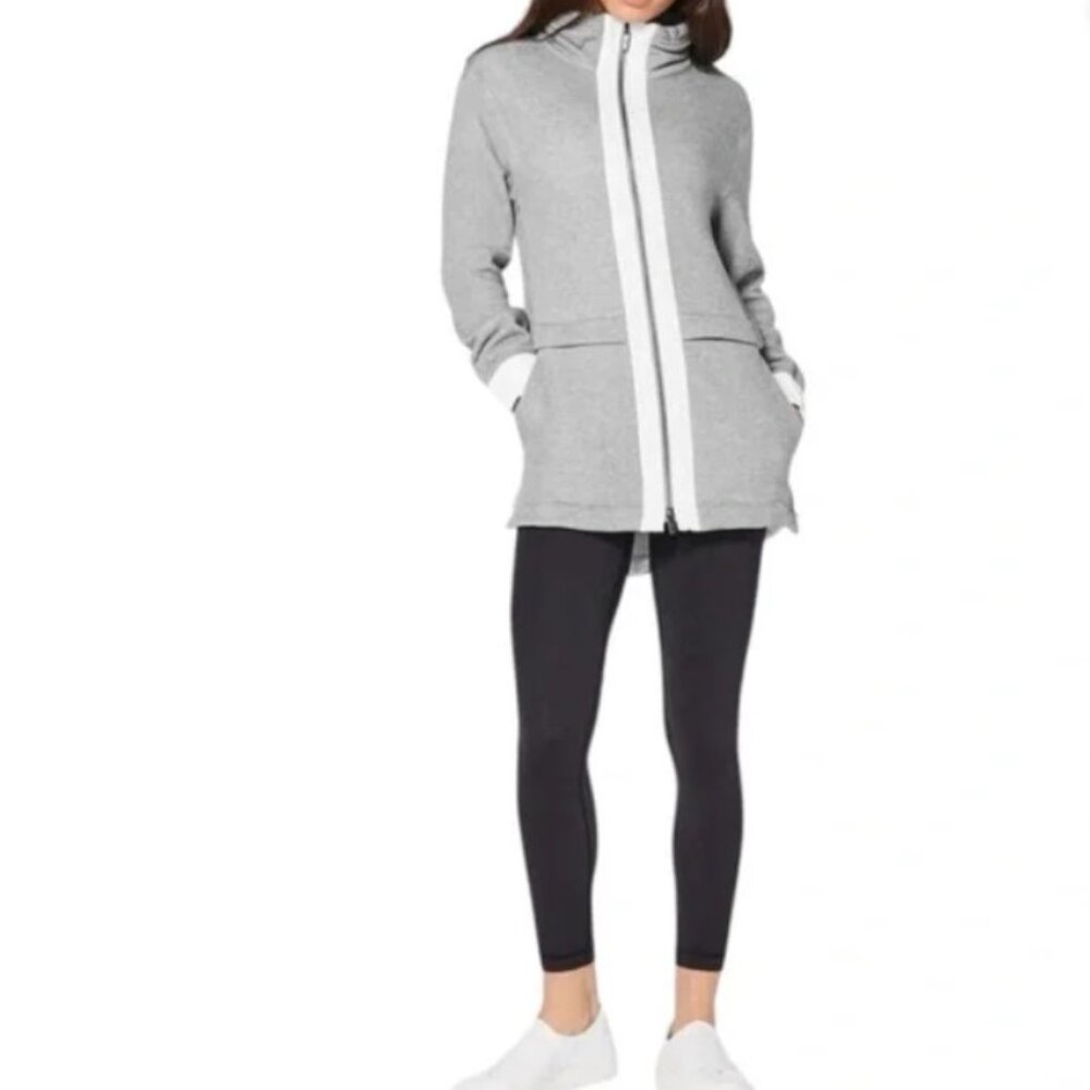 lululemon athletica Gray and White Zip Hoodie Jacket